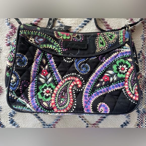 Vera Bradley Quilted Strapped Purse Fall Colourful Clean Black Zippered Paisley - Picture 7 of 8